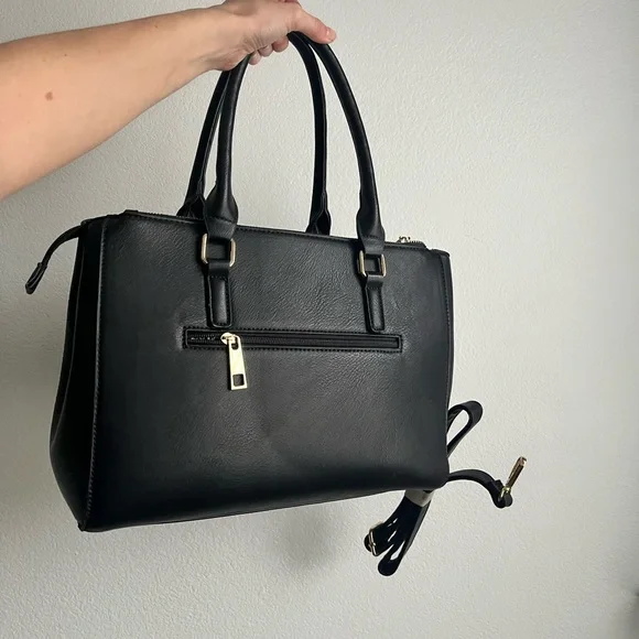 Black Leather Work Tote Bag - Picture 2 of 9